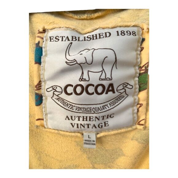 COCOA yellow bird print zip up short sleeve hoodie Y2K LARGE - Picture 5 of 5